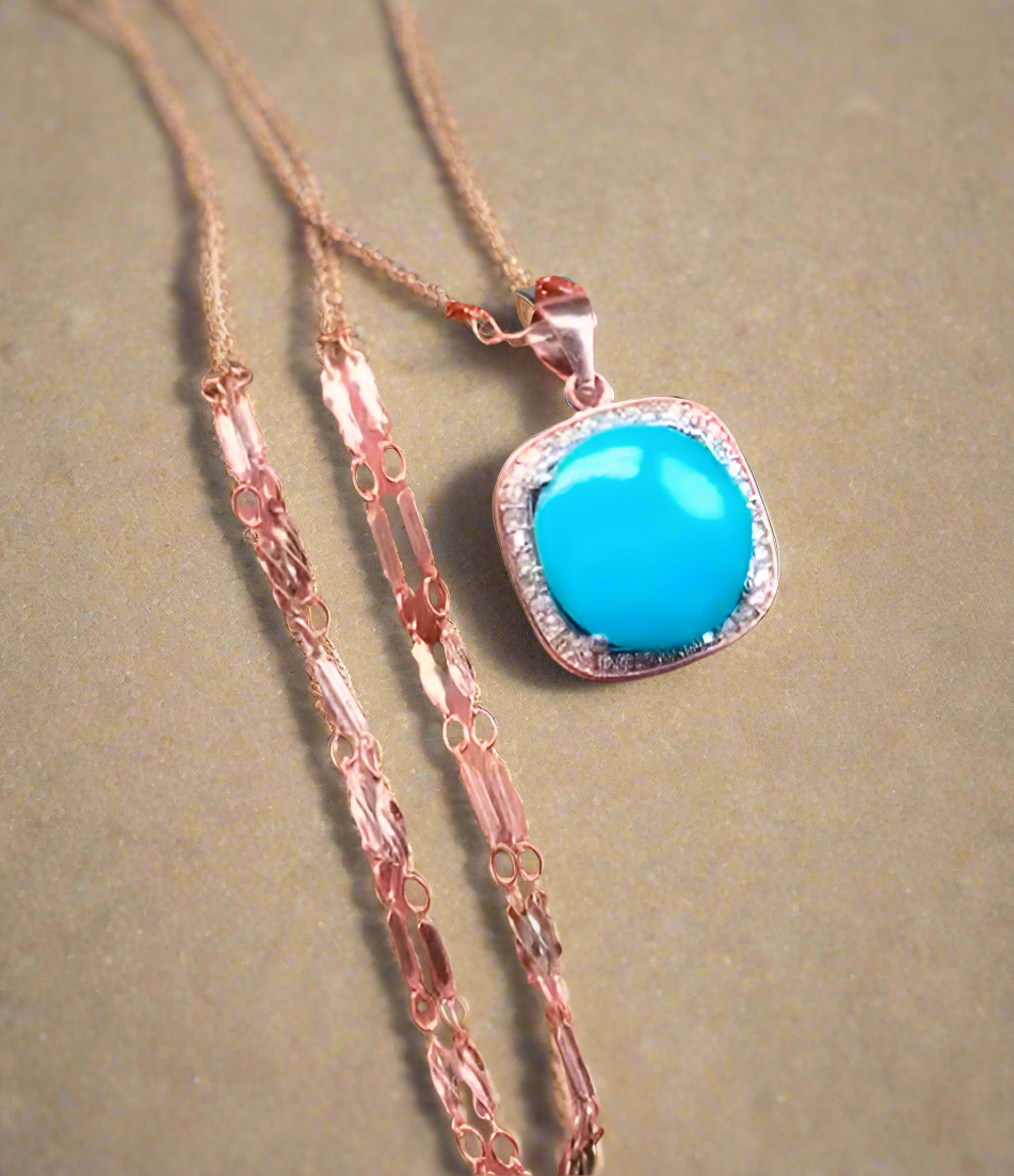 Beautiful natural tourquis Pandent with rhodium