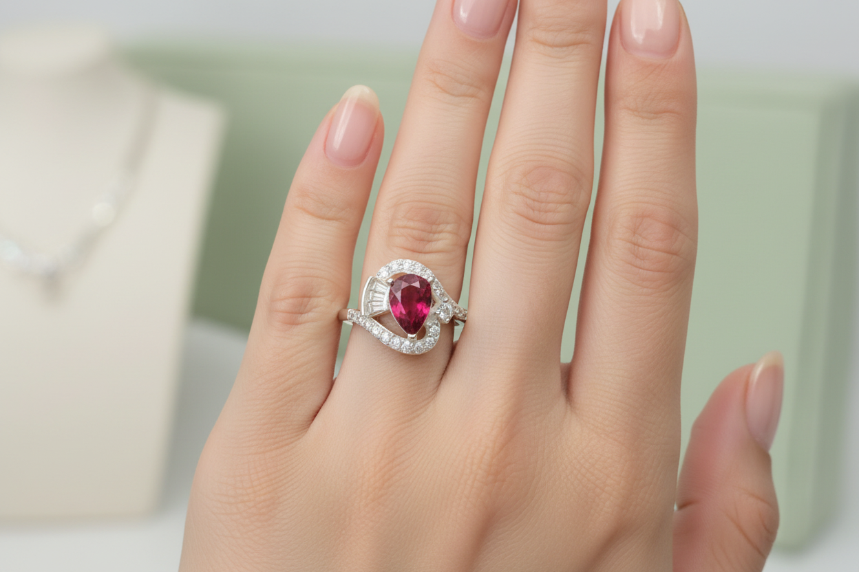 Beautiful natural Rhodolite garnet silver ring