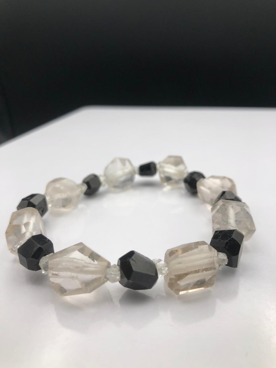 Natural Clear Quartz & Red Garnet Crystal Bracelet – Clarity Meets Passion, Handcrafted with Intention