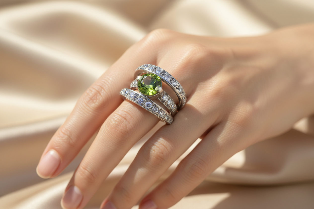 Peridot Ring Silver sterling Handmade