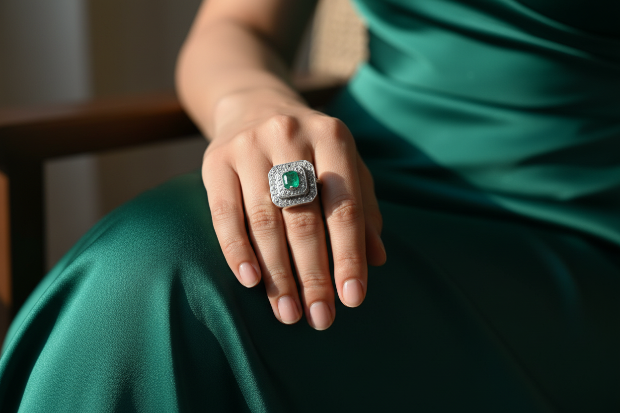 Emerald Ring Silver sterling Handmade Panjshir