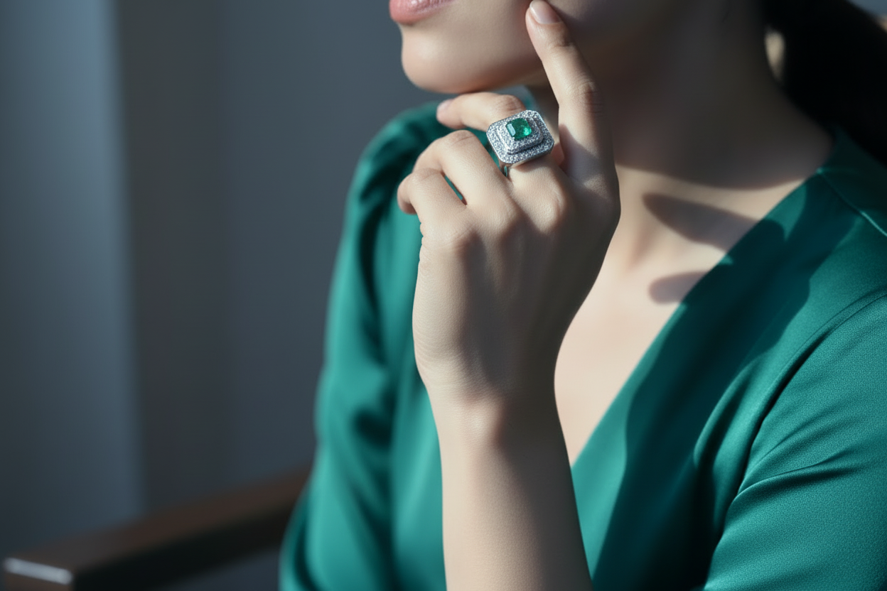 Emerald Ring Silver sterling Handmade Panjshir