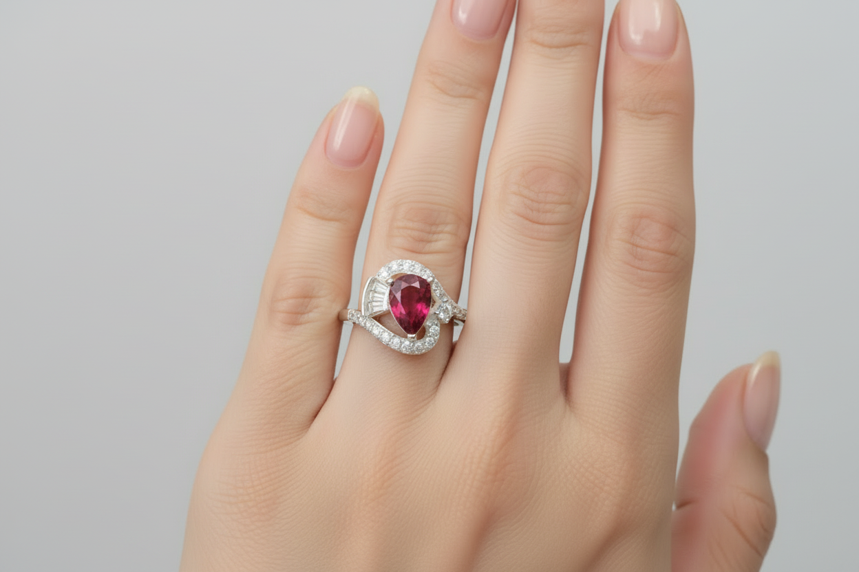 Beautiful natural Rhodolite garnet silver ring