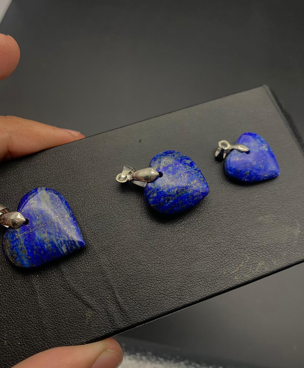Heart shape Pendant silver necklace natural lapis lazuil