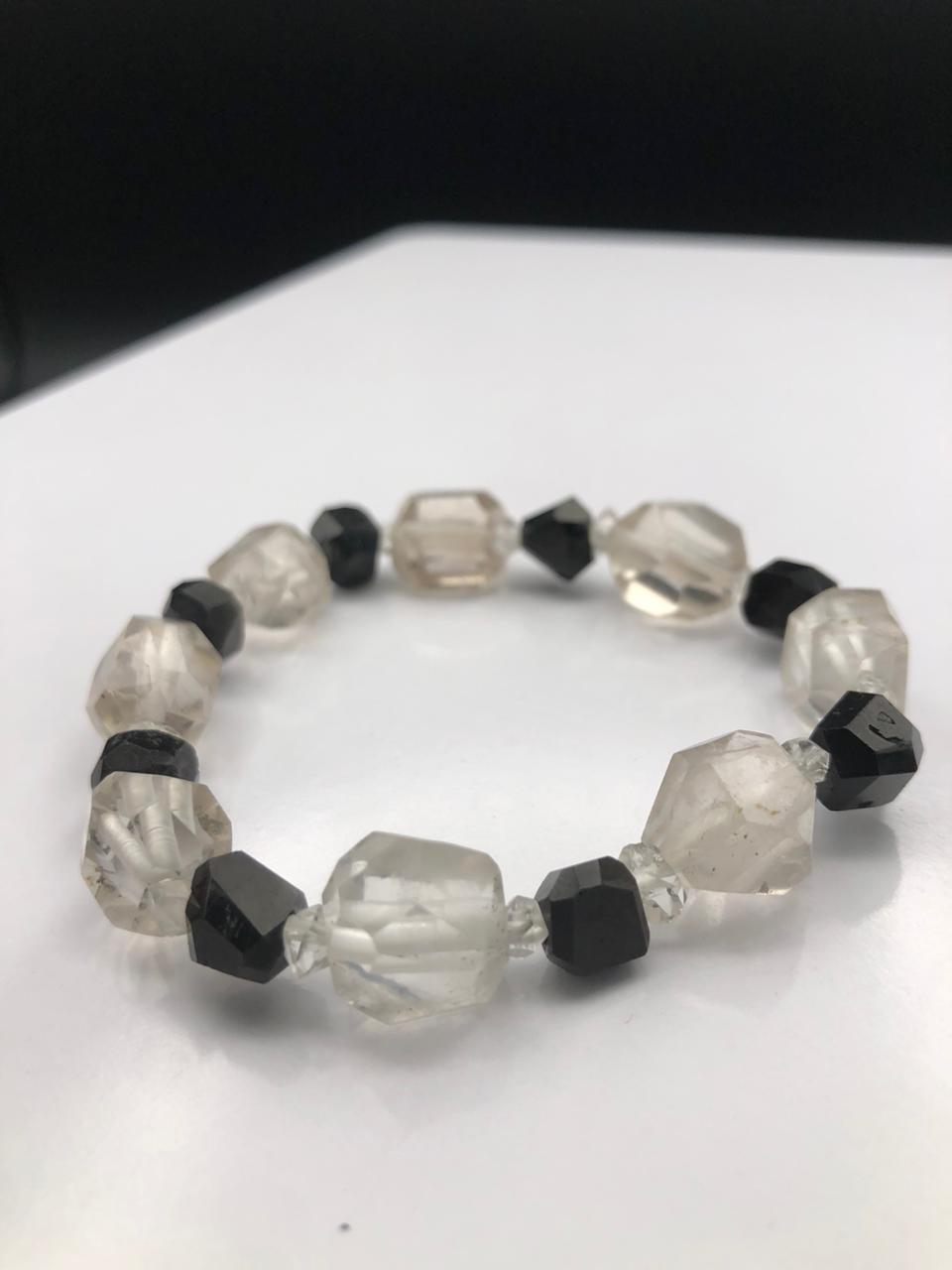 Natural Clear Quartz &amp; Red Garnet Crystal Bracelet – Clarity Meets Passion, Handcrafted with Intention
