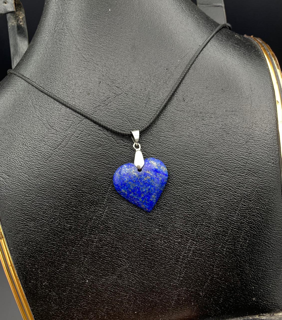 Heart shape Pendant silver necklace natural lapis lazuil