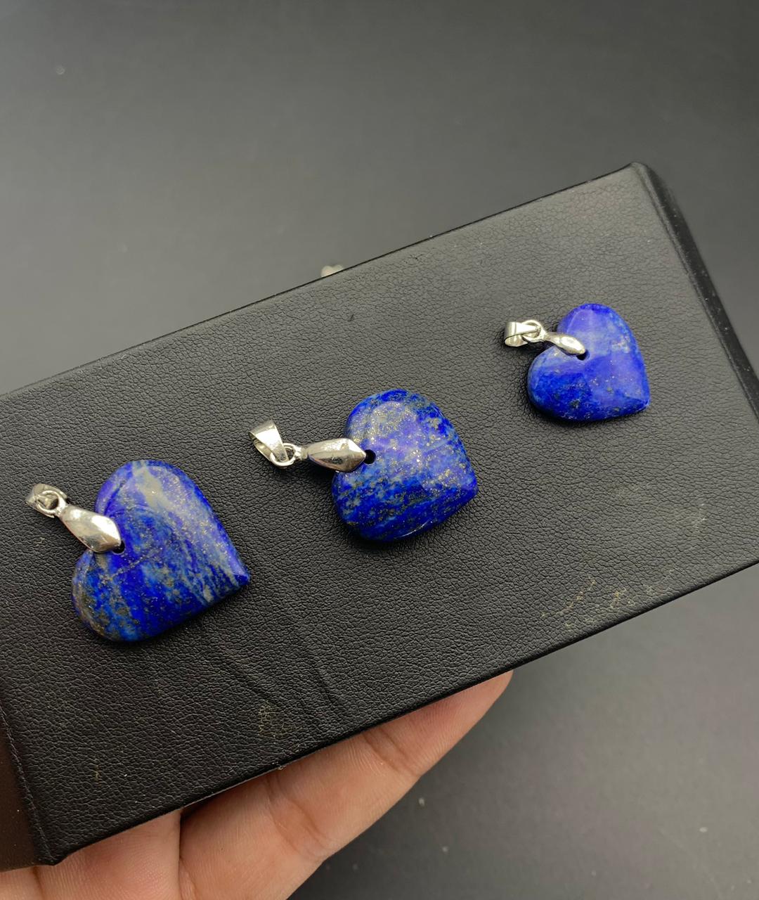 Heart shape Pendant silver necklace natural lapis lazuil