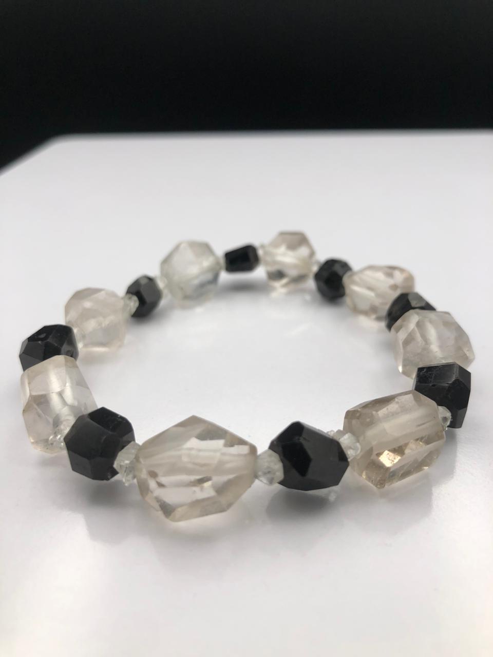 Natural Clear Quartz &amp; Red Garnet Crystal Bracelet – Clarity Meets Passion, Handcrafted with Intention