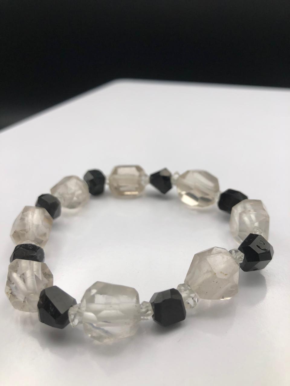 Natural Clear Quartz &amp; Red Garnet Crystal Bracelet – Clarity Meets Passion, Handcrafted with Intention