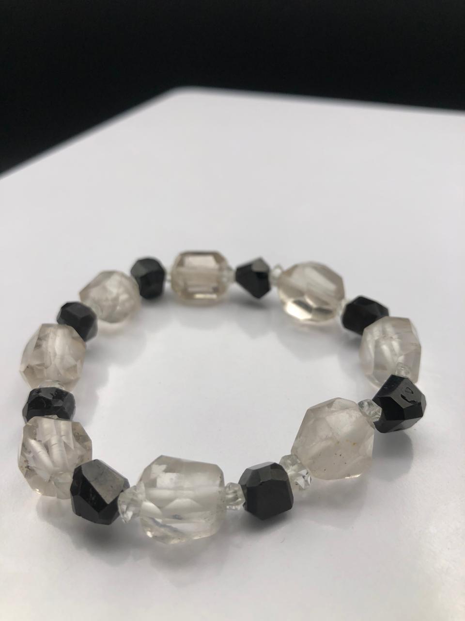Natural Clear Quartz &amp; Red Garnet Crystal Bracelet – Clarity Meets Passion, Handcrafted with Intention