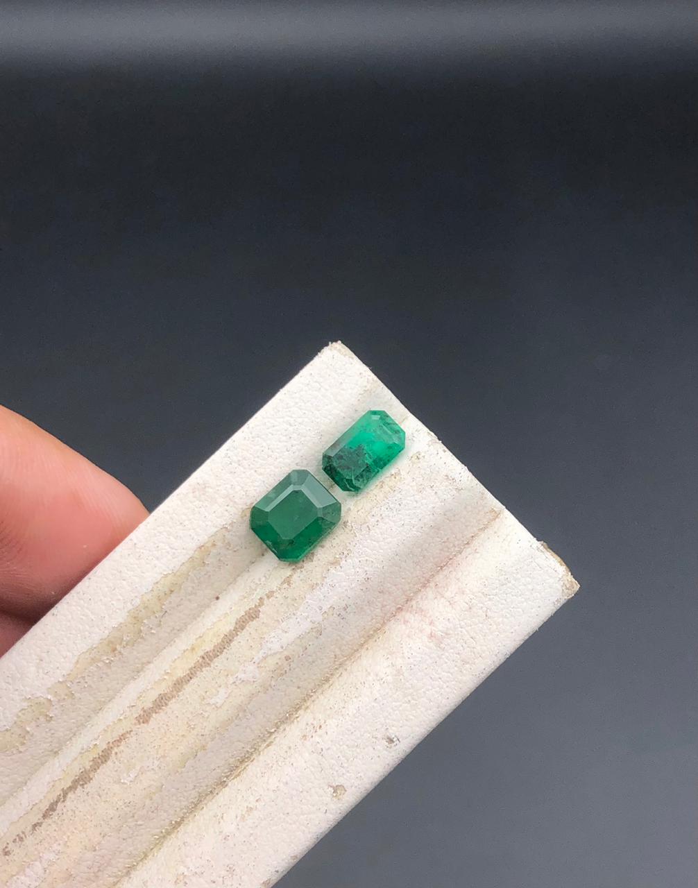 Natural Emerald Pair – 2.80 ct of Swat Valley Green