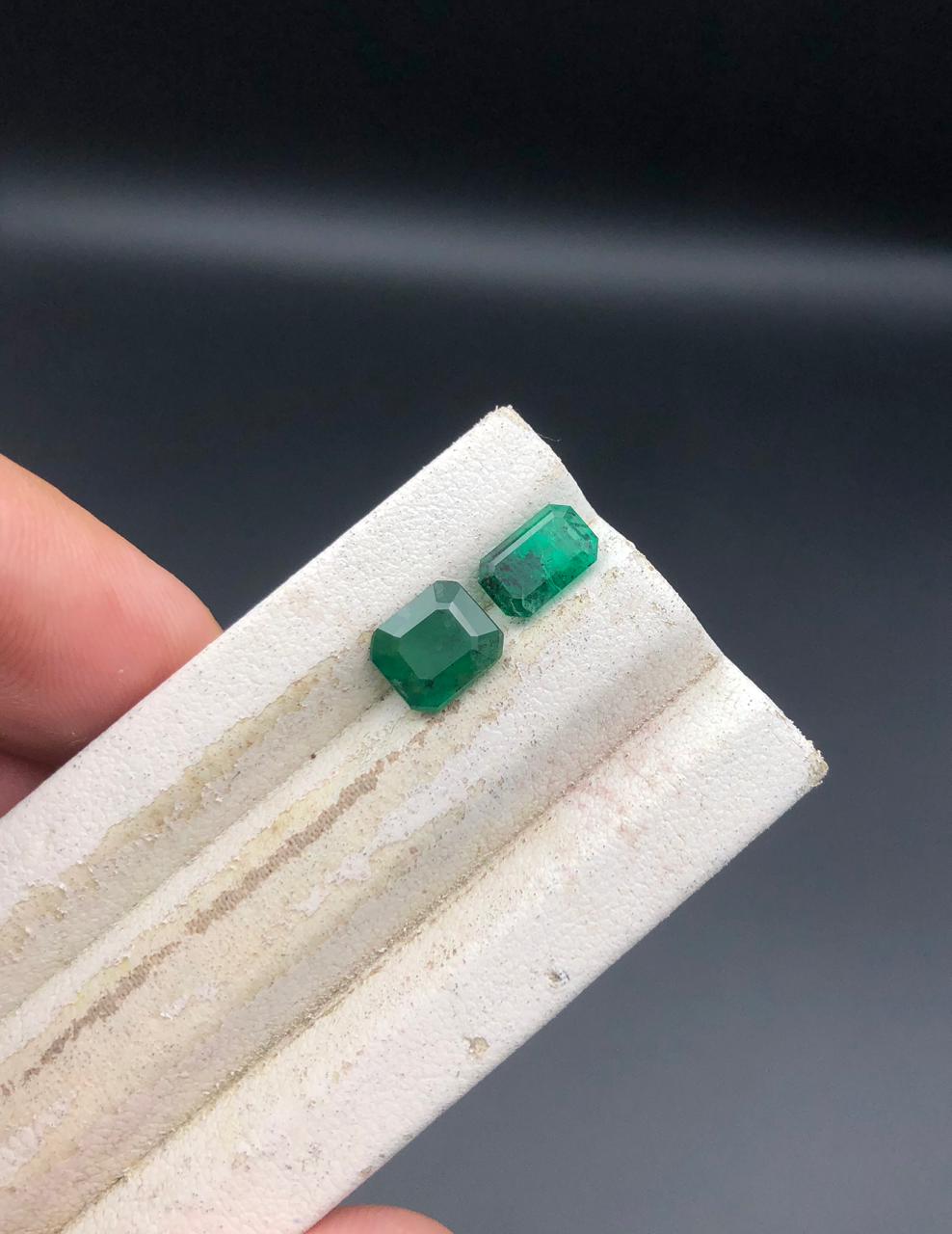 Natural Emerald Pair – 2.80 ct of Swat Valley Green